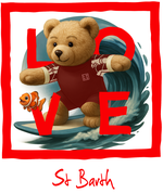 Red Surfing Bear St Barth
