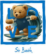 Blue surfer Bear St Barth