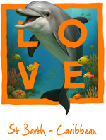 Caribbean orange dolphin - with background