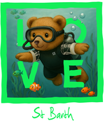 St. Barth Green diving bear - with background