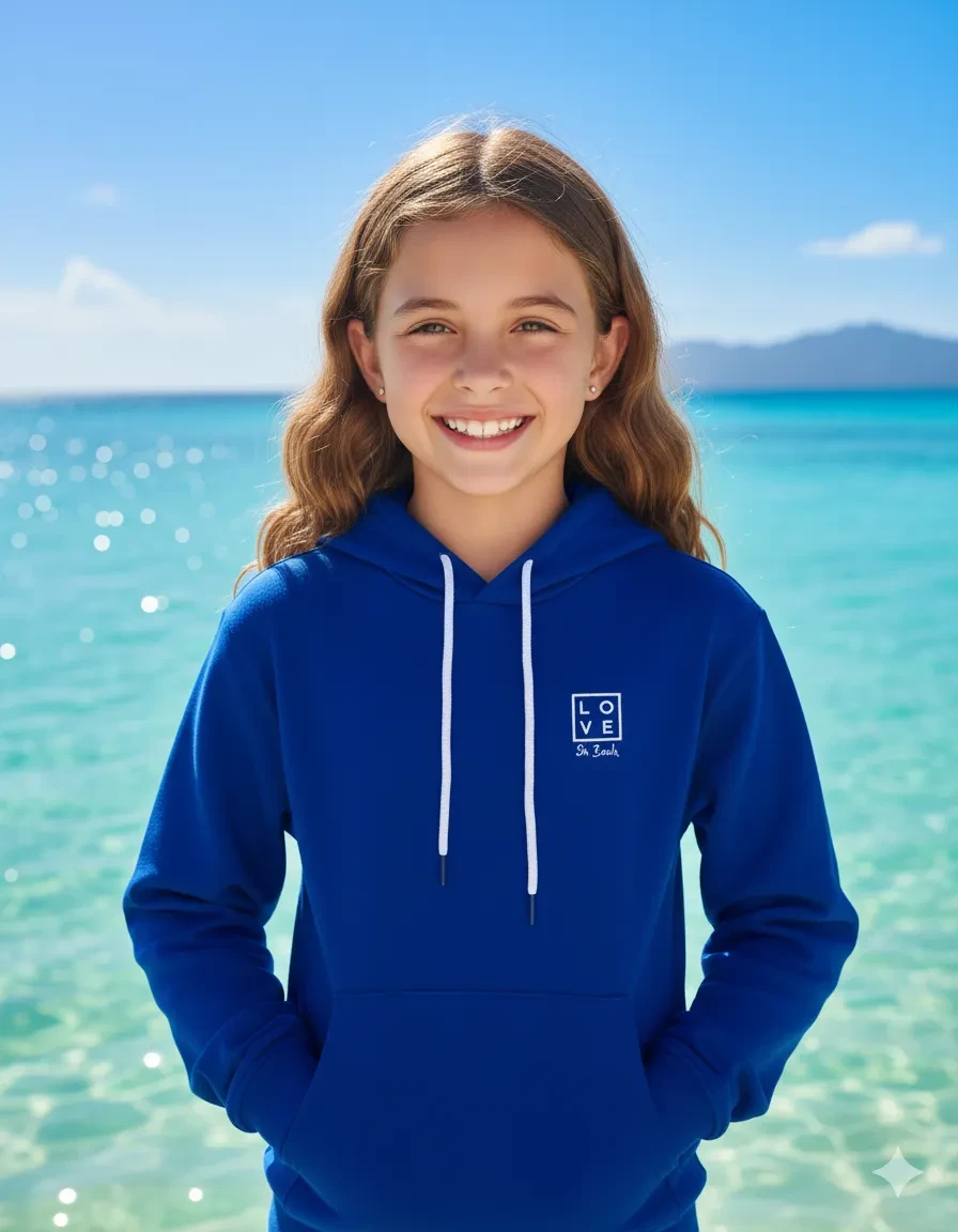 Kids' Cobalt Blue Hoodie – Saint-Barth Shark Edition (sizes 4-16)