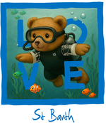 St. Barth blue diving bear - with background
