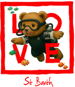 Red diving bear St Barth - bottomless