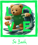 Green Surfing Bear St Barth
