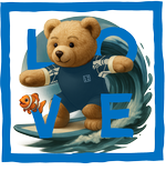 Blue surfer Bear LOVE