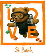 Orange diving bear St Barth - bottomless