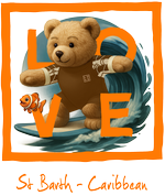 Orange Surfing Bear St Caribbean