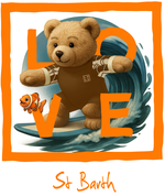 Orange Surfing Bear St Barth