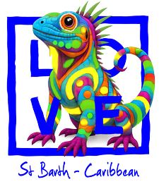 Caribbean fluorescent blue iguana