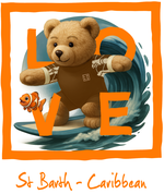 Orange Surfing Bear St Caribbean