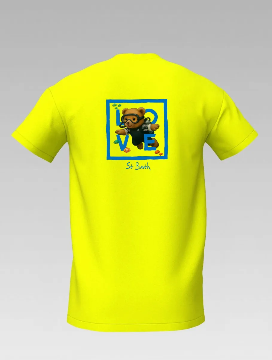 Kids’ Yellow T-shirt – Diving Bear – Signature St Barth – LOVE Edition