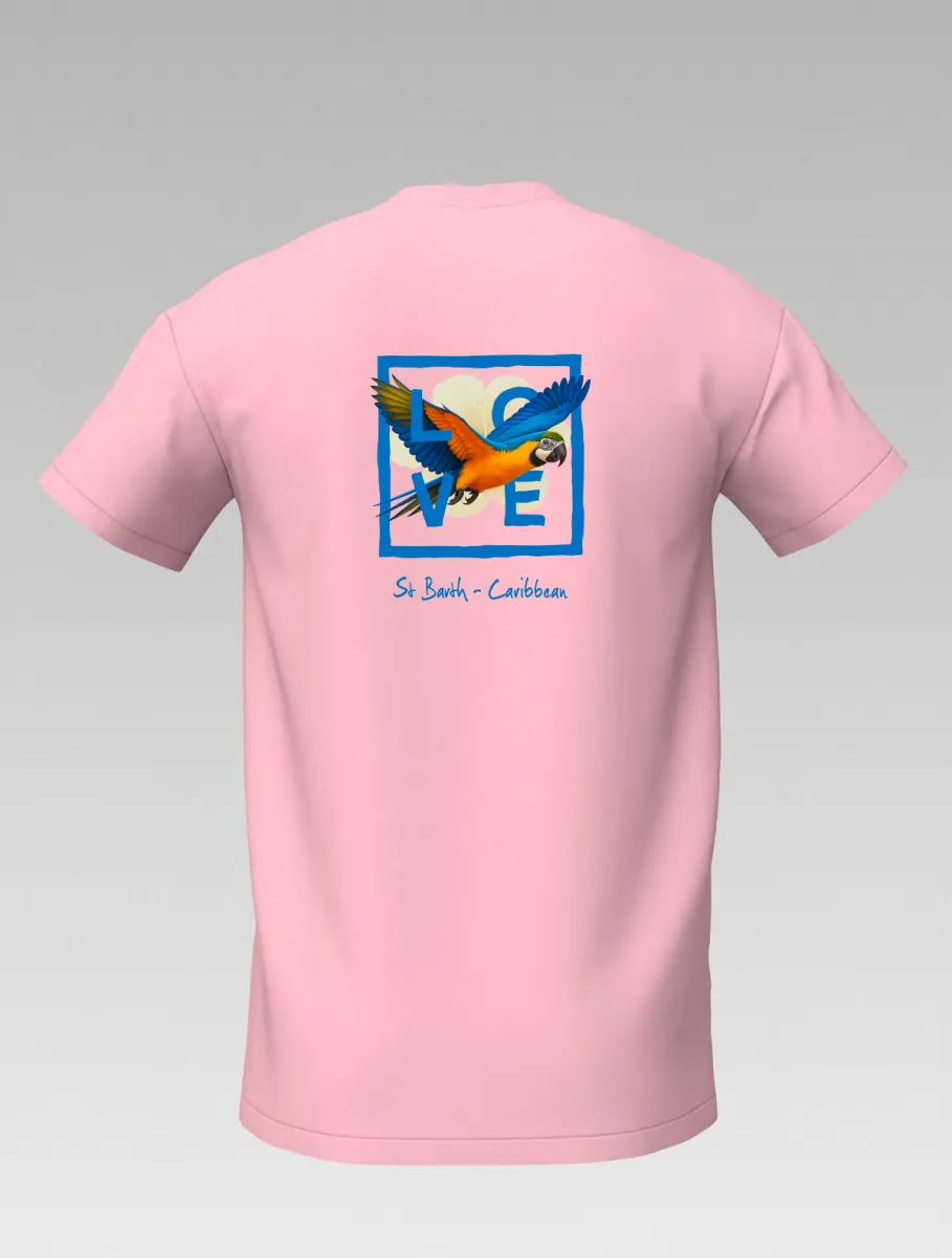 Children’s Pink T-Shirt – Caribbean Parrot – Signature St Barth – LOVE Edition