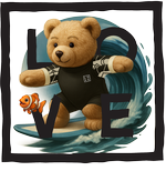 Black Surfing Bear LOVE