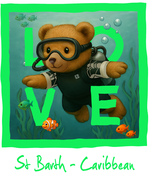 Caribbean Green diving bear - with background