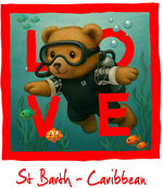 Caribbean Red diving bear - with background