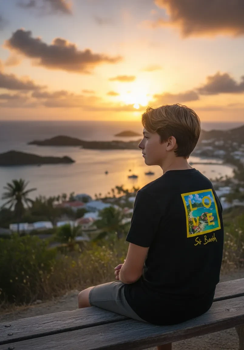 Children's black T-shirt – St Barth Signature – LOVE Edition The Coast of St Barth